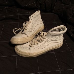 Vans vintage white leather high tops - rare!